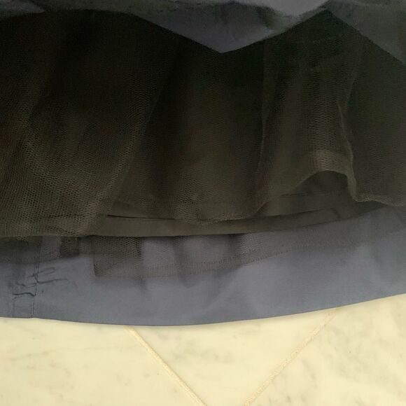 𝅺JCREW navy blue & black mini skirt satin & lace pleated mini skirt sz 4 EUC - Picture 10 of 11